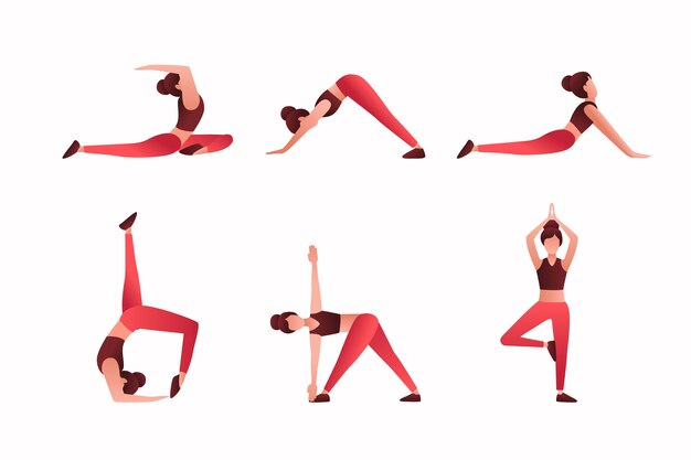 International yoga day gradient poses collection