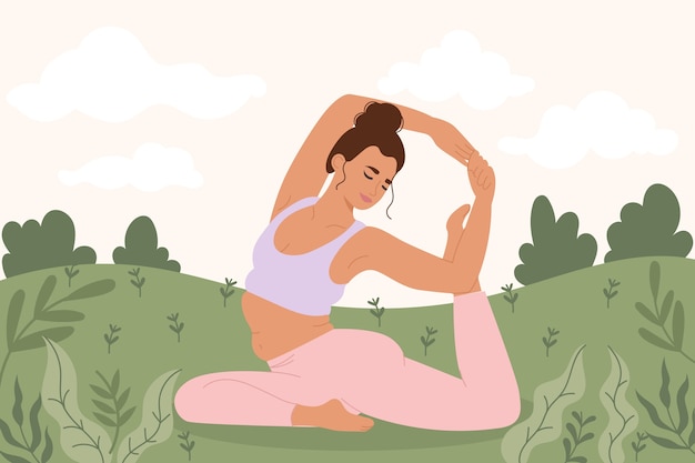 International yoga day hand drawn flat yoga background