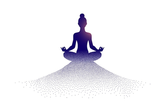 Free Vector international yoga day particle style woman doing lotus asana