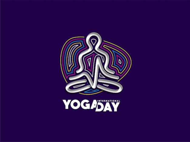 International Yoga Day Young Boy Meditates Post Ad Banner Vector illustration