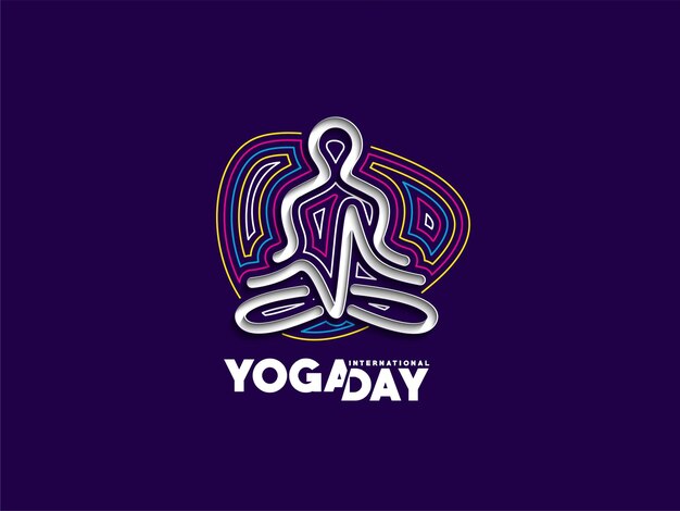 International Yoga Day Young Boy Meditates Post Ad Banner Vector illustration