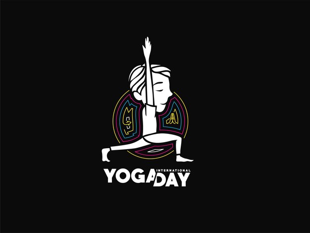 International Yoga Day Young Boy Meditates Post Ad Banner Vector illustration