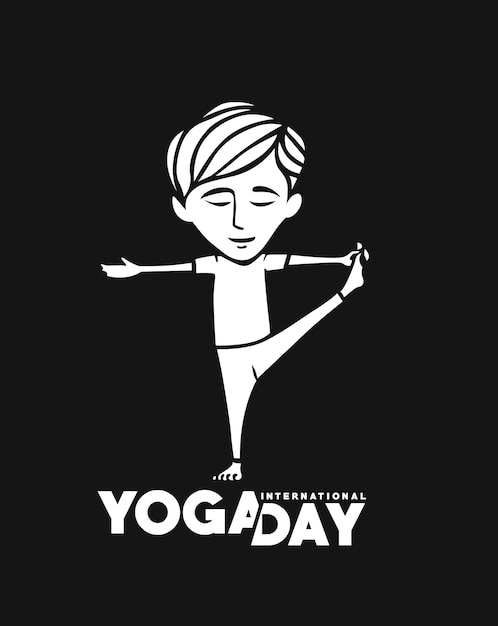 International Yoga Day Young Man Meditates Character Vector illustration