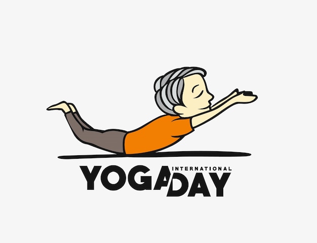 International Yoga Day Young Man Meditates Character Vector illustration