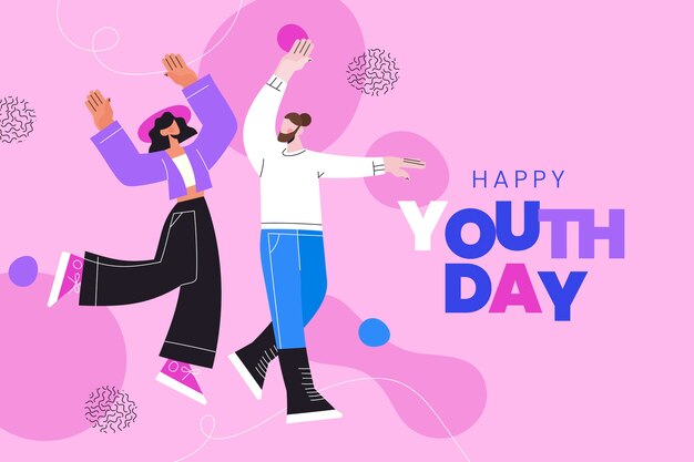 International youth day hand drawn flat background