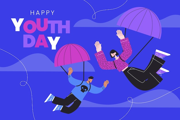 International youth day hand drawn flat background