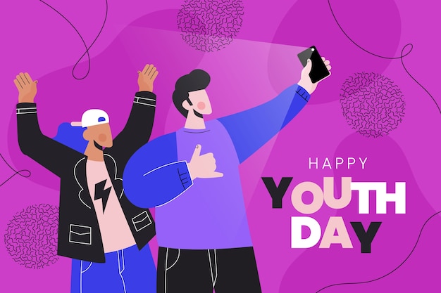 International youth day hand drawn flat background