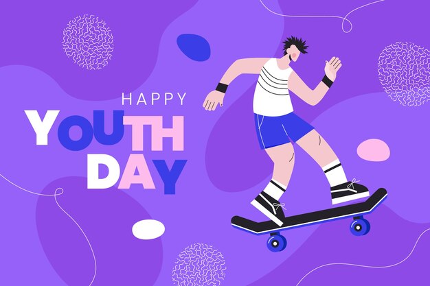 International youth day hand drawn flat illustration