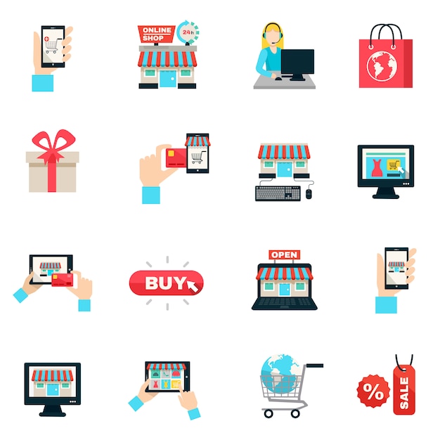 Internet Shopping Flat Icon Set 