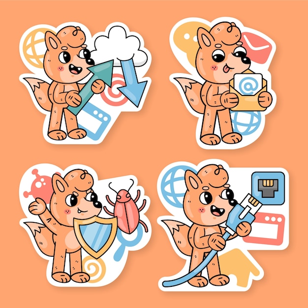 Internet stickers collection with fred the fox