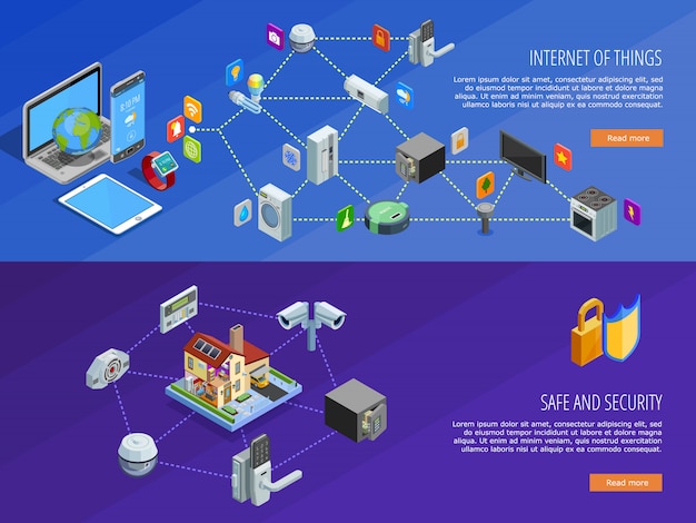 Internet Of Things Isometric Banners 