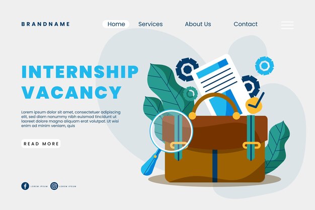 Internship job landing page template