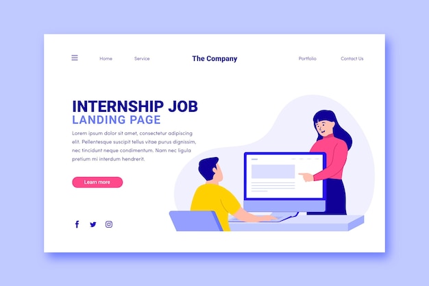 Free Vector internship job landing page