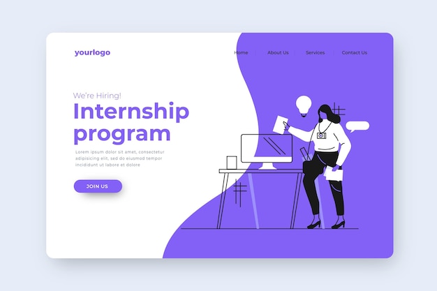 Free Vector internship job landing page