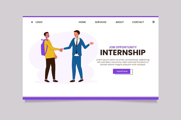 Free Vector internship job landing page