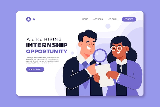 Internship job landing page