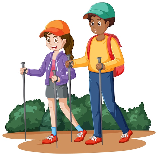 Free Vector interracial couple going on a hike