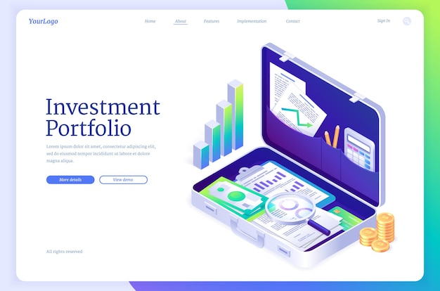 Free Vector investment portfolio banner with briefcase