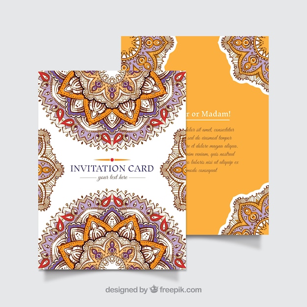 Invitation card template with fantastic mandala