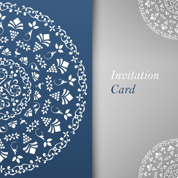 Invitation card template with floral elements