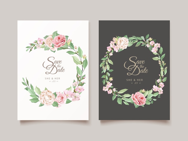 invitation design with floral wreath