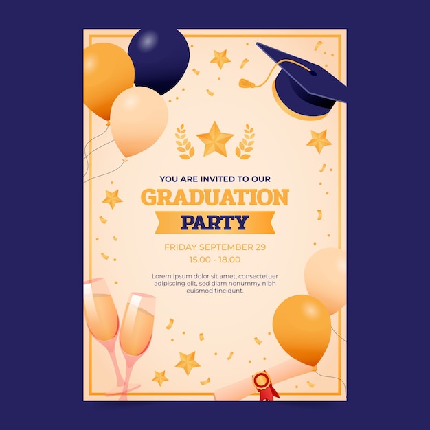 Free Vector invitation template for graduation celebration