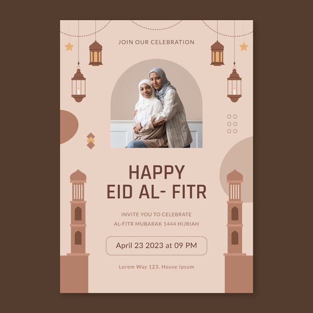 Free Vector invitation template for islamic eid al-fitr celebration