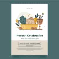 Free vector invitation template for jewish passover celebration