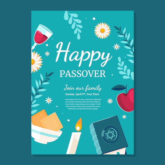 Free Vector invitation template for jewish passover celebration