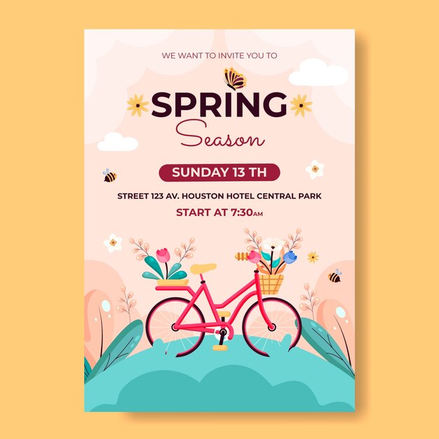 Free vector invitation template for spring celebration