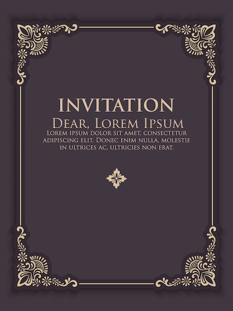 Free Vector invitation template with vintage ornamental frame