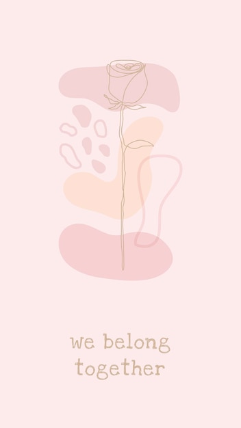 Free Vector iphone pink wallpaper template vector with rose flower