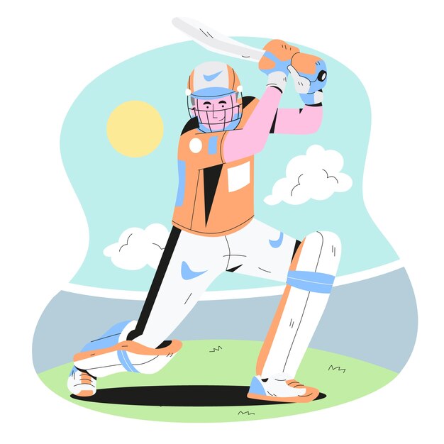 Ipl cricket illustration in hand drawn style