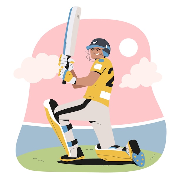 Ipl cricket illustration in hand drawn style