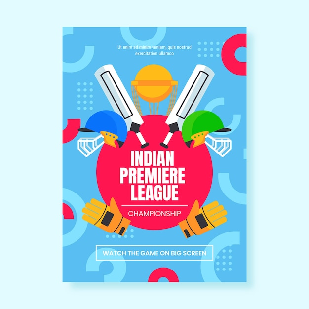 Free Vector ipl cricket poster template flat style