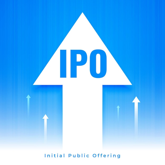 Free Vector ipo initial public offering concept background with growth arrow