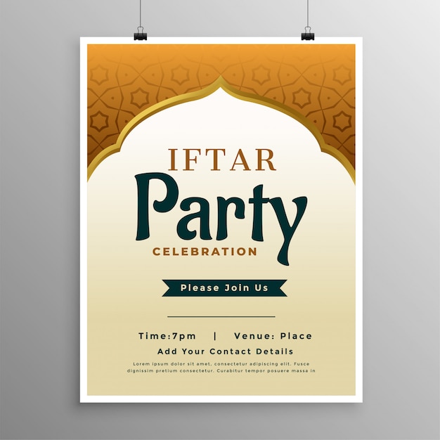 Free Vector islamic banner design with iftar party invitation