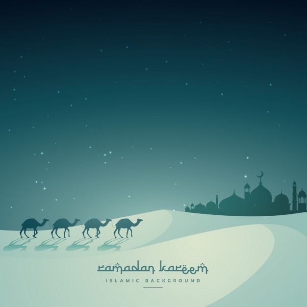 Free vector islamic festival eid background with camels