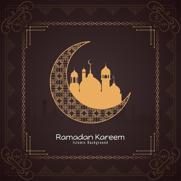 Islamic holy month Ramadan Kareem religious festival mosque background vector