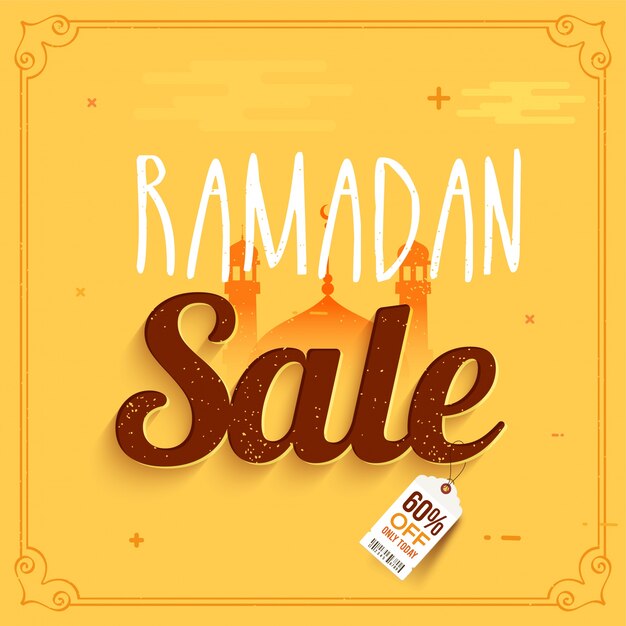  Islamic Holy Month, Ramadan Sale background with mosque. Can be used as poster, banner or flyer design. 