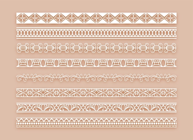 Free vector islamic inspired lace pattern border background in set