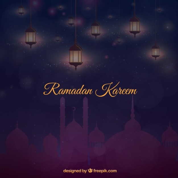 Free Vector islamic lamps at night