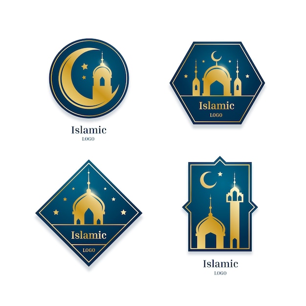 Free vector islamic logo collection with golden elements