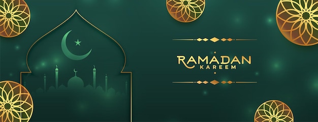 Islamic ramadan kareem decorative banner blessing greeting