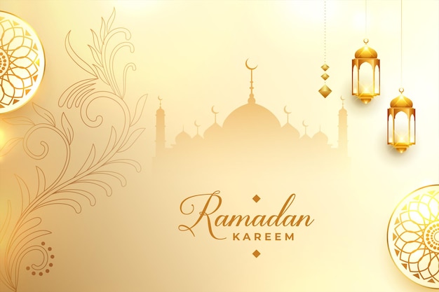 Islamic ramadan kareem and eid mubarak wishes card design