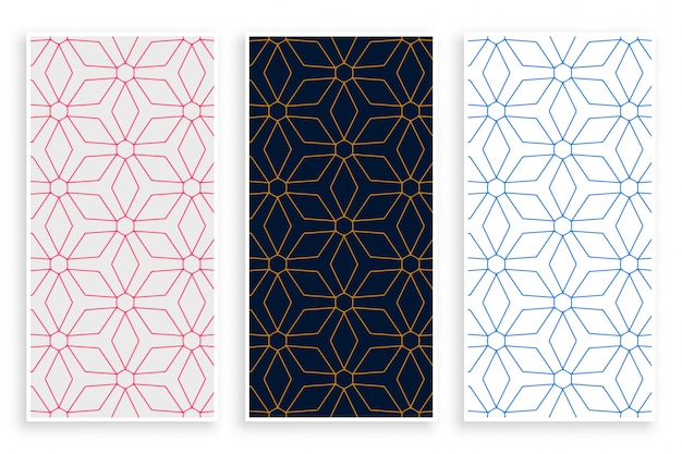 Islamic style lines pattern banner set