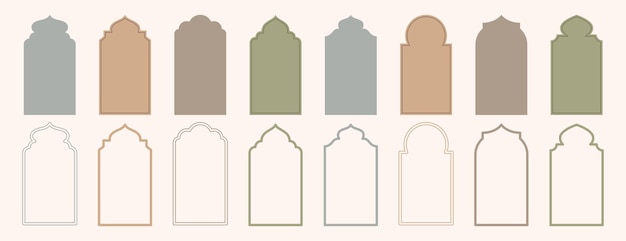 Free Vector islamic windows shape muslim architecture doors and mosque arches in old oriental style