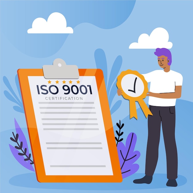 Free vector iso certification concept