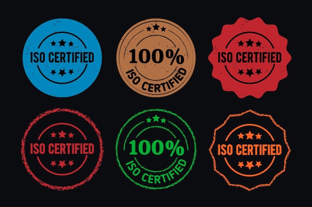 Free Vector iso certification stamp collection