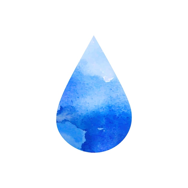 Free Vector isolated blue rain droplet in watercolor style